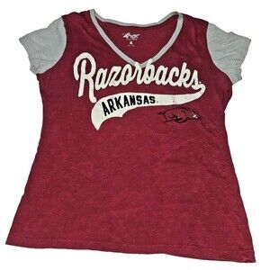 Women's G-III 4Her by Carl Banks ARKANSAS RAZORBACKS V-Neck Size XL hogs VTG